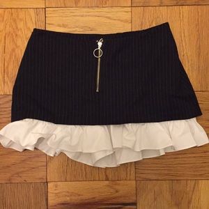Pinstripe Zara With Ruffle Mini skort Front Zipper